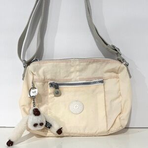 KIPLING | Cream Shoulder Bag with Monkey Keychain CROSSBODY